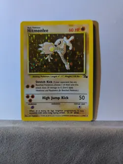 Pokemon TCG Hitmonlee Fossil Holo Rare Card 7/62 LP Condition 1999 - Image 1