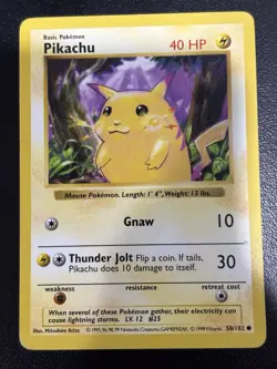 Pikachu 58/102 Base Shadowless Yellow Cheeks Version Pokemon Card | English | HP - Image 1