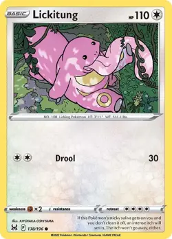 Lickitung SWSH11: Lost Origin 138/196 NM English Pokemon Card - Image 1
