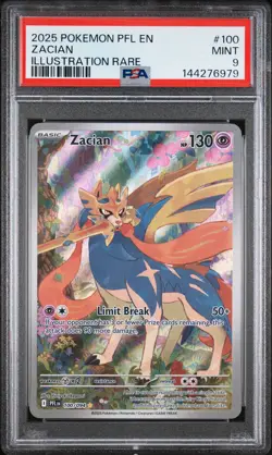 2025 Pokemon Phantasmal Flames 100 Zacian Illustration Rare PSA 9 - Image 1