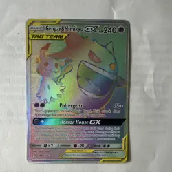 Pokemon Gengar & Mimikyu GX TAG TEAM Secret Rare 186/181 Team Up Holo Card - Image 1