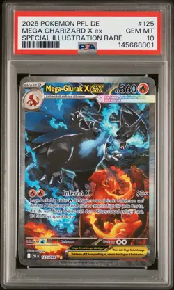 2026 Pokemon Fatale Flammen Mega Glurak X EX PSA 10 Gem Mint #125 Deutsch - Image 2