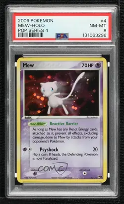 Mew Pokemon Organized Play Promotional Series 4 PSA 8 2006 - Image 1