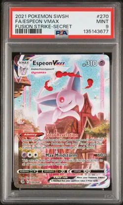 2021 POKEMON SWORD & SHIELD FUSION STRIKE SECRET #270 FULL ART/ESPEON VMAX PSA 9 - Image 1