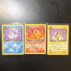 Pokemon TCG Team Rocket Dark Vaporeon, Dark Flareon, Dark Jolteon 2000 wotc np - Image 1