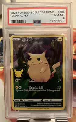 2021 Pokemon Celebrations Pikachu Full Art Holo PSA 8 Mint 005/025 - Image 1