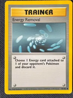 ENERGY REMOVAL 92/102 COMMON BASE SET POKEMON SHADOWLESS MP - Image 1