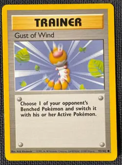 GUST OF WIND 93/102 COMMON BASE SET POKEMON SHADOWLESS LP - Image 1