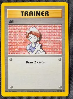 BILL 91/102 COMMON BASE SET POKEMON SHADOWLESS MP - Image 1