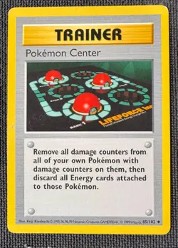 POKEMON CENTER 85/102 UNCOMMON BASE SET POKEMON SHADOWLESS MP - Image 1
