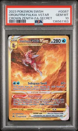 Pokemon Crown Zenith Origin Forme Palkia VSTAR GG67 PSA 10 - Image 1