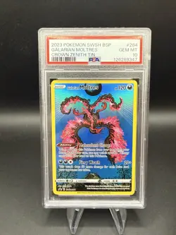 Pokemon Galarian Moltres Crown Zenith Tins Full Art Promo SWSH284 PSA 10 - Image 1