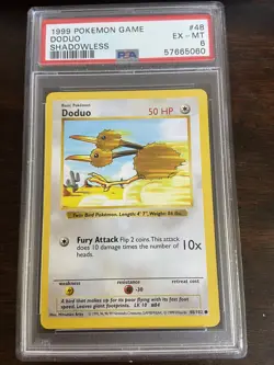 1999 Pokemon Game 48/102 WOTC Doduo Shadowless PSA 6 EX-MT - Image 1