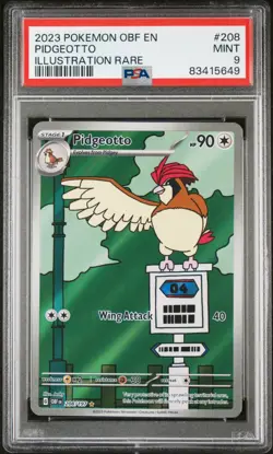 2023 POKEMON OBSIDIAN FLAMES EN#208 PIDGEOTTO MINT ILLUSTRATION RARE PSA 9 - Image 1