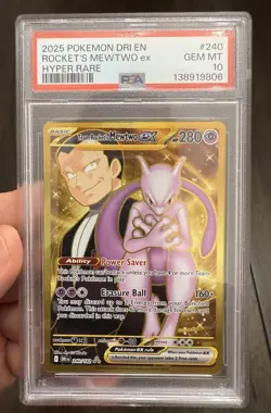 Pokemon Team Rocket's Mewtwo ex Destined Rivals 240/182 Hyper Rare Holo PSA 10 - Image 1