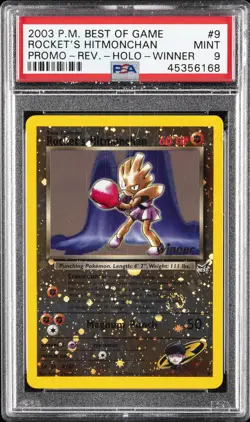 2003 POKEMON BEST OF GAME PROMO WINNER #9 ROCKET'S HITMONCHAN-REVERSE FOIL PSA 9 - Image 1