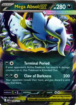 Pokemon TCG Mega Absol ex Double Rare ME01: Mega Evolution 086/132 NM - Image 1