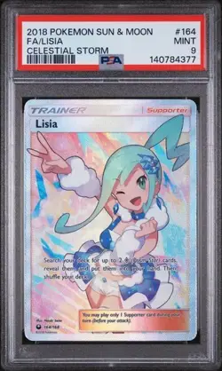 2018 POKEMON SUN & MOON CELESTIAL STORM #164 FULL ART/LISIA PSA 9 - Image 1