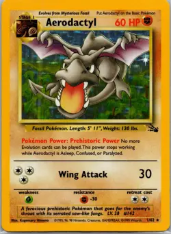 Pokemon TCG Aerodactyl 16/62 Rare Unlimited Fossil Unlimited LP++ - Image 1