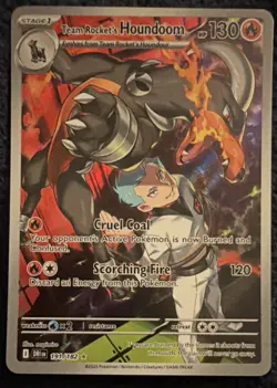 Pokemon Team Rocket's Houndoom Illustration Rare Holo 191/182 Sv10 - Image 1