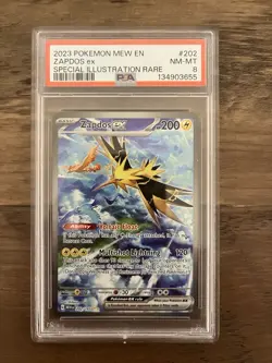2023 POKEMON 151 MEW EN #202/165 ZAPDOS EX SPECIAL ILLUSTRATION RARE PSA 8 - Image 1