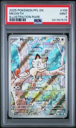 2025 Pokemon Meowth Illustration Rare PFL PSA Mint 9 - Image 1