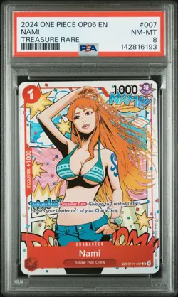One Piece TCG Nami Treasure Rare PSA 8 Wings Of The Captain ST01-007 TR English! - Image 1