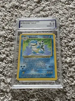 Vtg 1999 POKEMON Base Set Unlimited 2/102 BLASTOISE HOLO AGS 5.5 EX+ Graded Card - Image 1