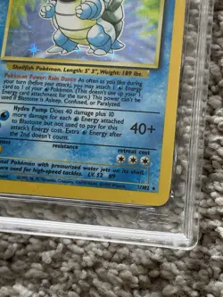 Vtg 1999 POKEMON Base Set Unlimited 2/102 BLASTOISE HOLO AGS 5.5 EX+ Graded Card - Image 3