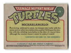 1989 TMNT Topps Presents Trading Card Michaelangelo #24 - Image 2