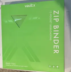 vaultx EXO-TEC 12-Pocket Zip Binder 480 Card Faux Leather Side Loading Green - Image 1