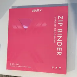 Vault X EXO-TEC 12-Pocket Zip Binder 480 Card Capacity Neon Pink Side Loading - Image 1
