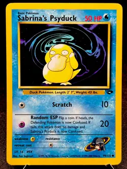 Sabrina's Psyduck 99/132 MP Non Holo Gym Challenge Pokemon Card! - Image 1