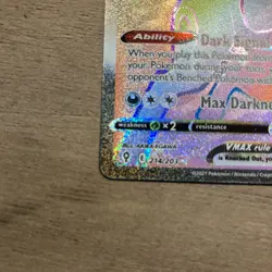 Pokemon TCG Umbreon VMAX Holo Secret Rare Card Evolving Skies 214/203 - Image 3