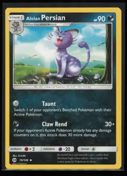 Alolan Persian 79/149 Pokemon Sun & Moon Uncommon Near Mint - Image 1