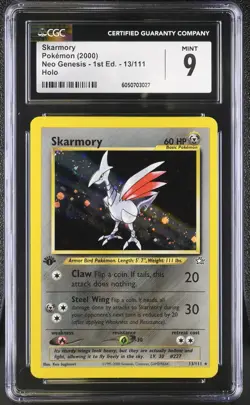 CGC 9 MINT Skarmory 13/111 1st Edition Neo Genesis Holo - 2000 Pokemon - Image 1