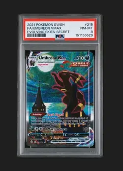 2021 POKEMON SWSH EVOLVING SKIES SECRET FULL ART/UMBREON VMAX PSA 8 W GUARD - Image 4