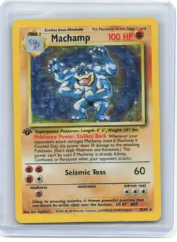 1999 Pokemon—Machamp #8/102 Deck Exclusives—Holo Rare Holo (Damaged) 1st Edition - Image 1