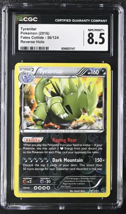 CGC 8.5 Tyranitar 2016 Fates Collide 56/124 Reverse Holo Pokemon Card - Image 1