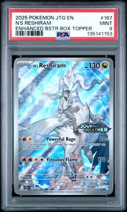 2025 POKEMON JTG EN-JOURNEY TOGETHER #167 N'S RESHIRAM PSA 9 - Image 1