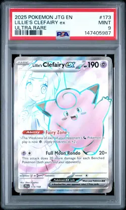 2025 POKEMON JTG EN-JOURNEY TOGETHER ULTRA RARE #173 LILLIE'S CLEFAIRY EX PSA 9 - Image 1