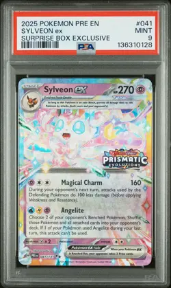 2025 POKEMON PRE EN-PRISMATIC EVOLUTIONS SURPRISE BOX EXCLUSIVE SYLVEON EX PSA 9 - Image 1