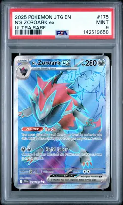 2025 POKEMON JTG EN-JOURNEY TOGETHER ULTRA RARE #175 N'S ZOROARK EX PSA 9 - Image 1