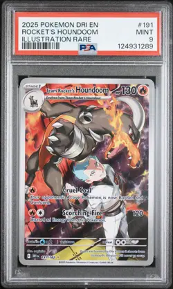 2025 POKEMON DESTINED RIVALS ILLUSTRATION RARE #191 TEAM ROCKET'S HOUNDOOM PSA 9 - Image 1
