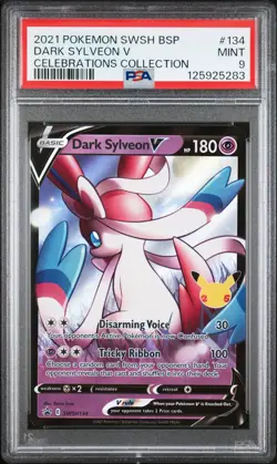2021 POKEMON SWSH BLACK STAR PROMO CELEBRATIONS COLL #134 DARK SYLVEON V PSA 9 - Image 1