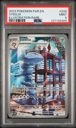 2023 POKEMON PAR EN-PARADOX RIFT ILLUSTRATION RARE #208 STEELIX PSA 9 - Image 1