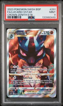 2023 POKEMON SWSH BLACK STAR PROMO #291 FULL ART/LUCARIO VSTAR PSA 9 - Image 1