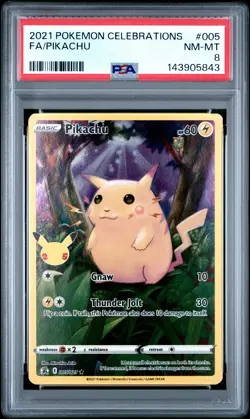 2021 POKEMON CELEBRATIONS #005 FULL ART/PIKACHU PSA 8 - Image 1