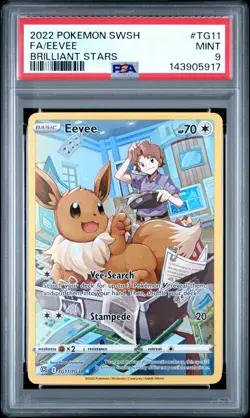 2022 POKEMON SWORD & SHIELD BRILLIANT STARS #TG11 FULL ART/EEVEE PSA 9 - Image 1