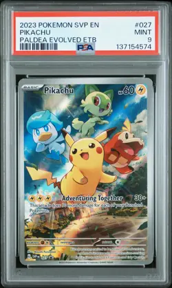 2023 POKEMON SVP EN-SV BLACK STAR PROMO #027 PIKACHU PSA 9 - Image 1